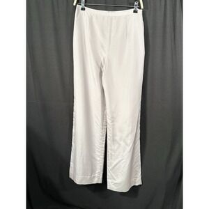 Giorgio Armani Silk Wide Leg Trousers Silver Gray Italy Lined Womens EU 44 US 12